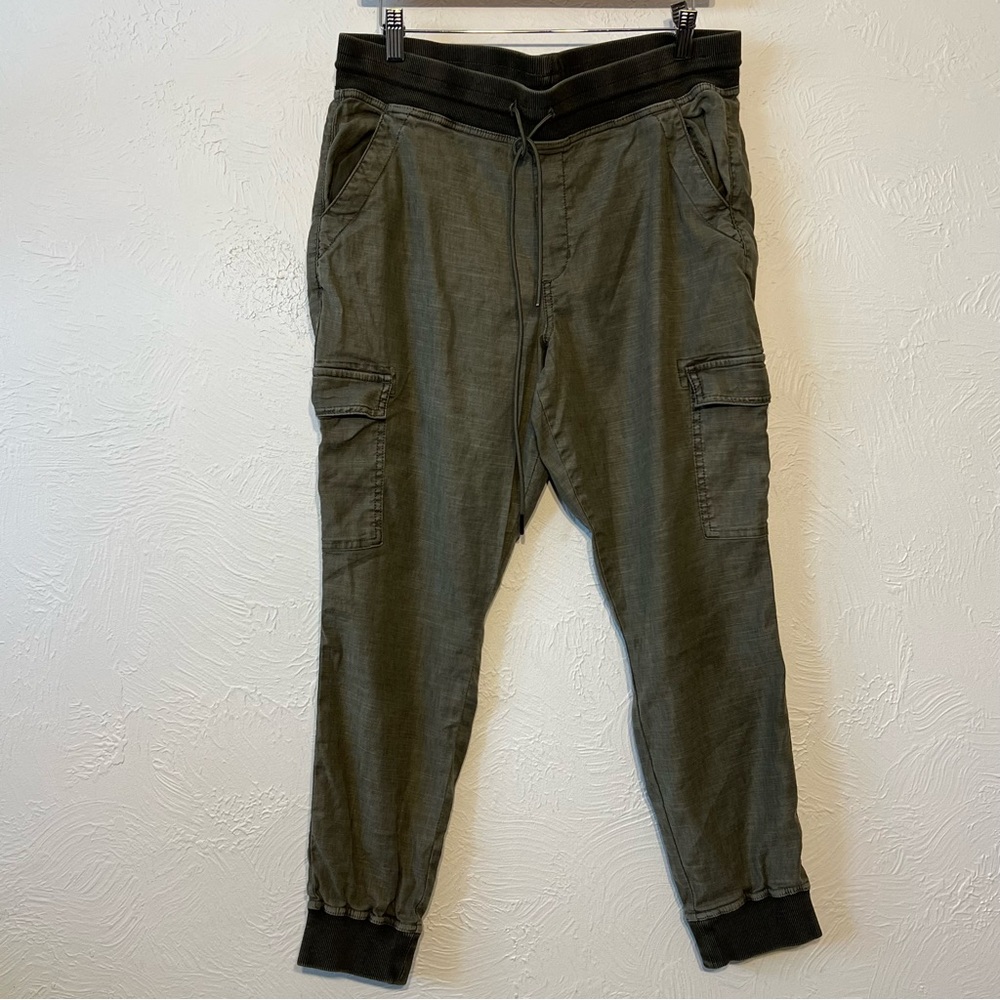 Level 99 Linen Erin Utility Cargo Joggers Evereve Olive SZ L